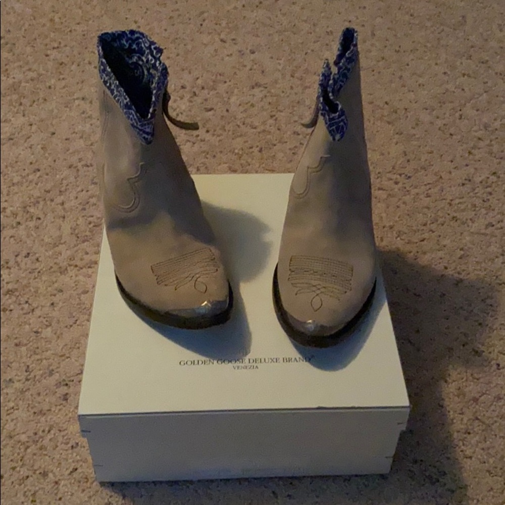 Golden goose new boots tan suede blue bandana sz37